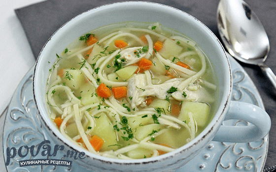 Куриный суп с домашней лапшой - рецепт с фото