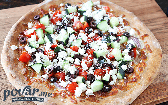 Греческая пицца — рецепт приготовления с фото