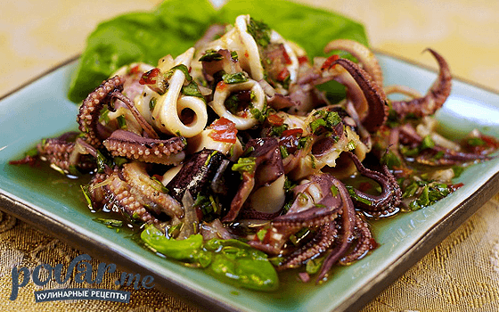 Салат из морепродуктов — рецепт приготовления с фото